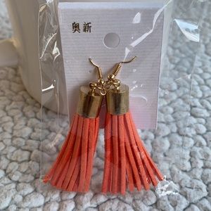 NEW Coral colored Tassel Earrings